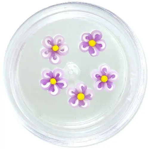 Acrylic flowers – purple and white, yellow centre