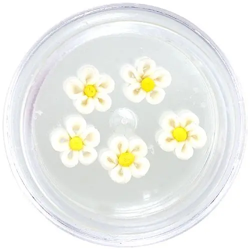 Nail decorations - acrylic flowers, white, yellow centre
