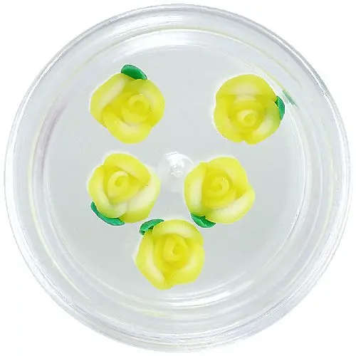 Yellow and white acrylic flowers for nail art