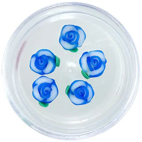 Nail decorations - acrylic flowers, blue and white