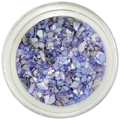 Crushed shells for nail art - light purple-blue chips