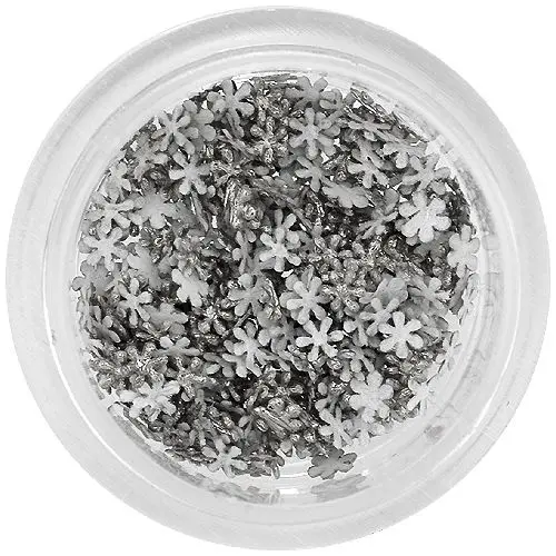 Silver fabric flowers for nails decoration, small