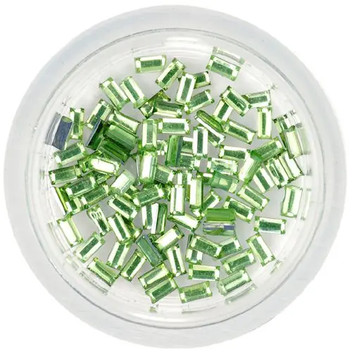 Nail decorations - light green rhinestones, rectangles