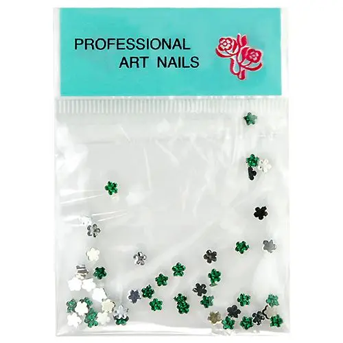 Green rhinestones for nails - flowers 50pcs
