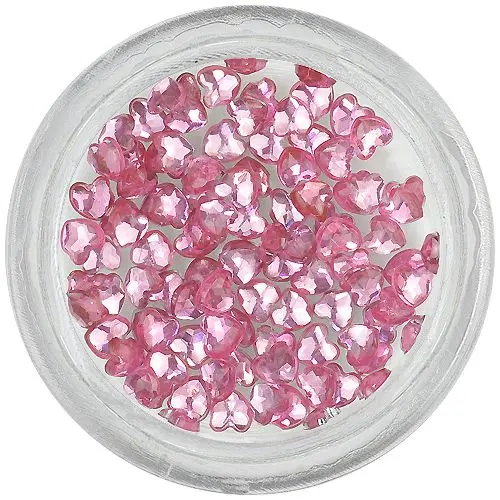 Rhinestones for nails - hearts, light pink