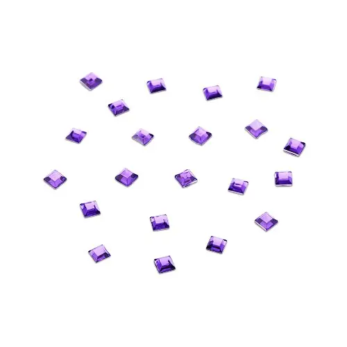 Dark purple decorations for nails - rhinestones, squares
