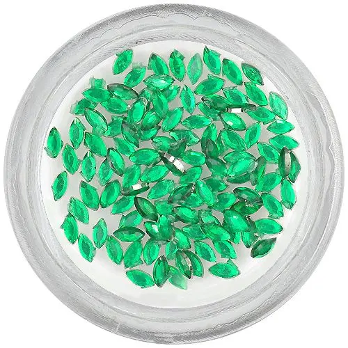 Emerald green nail decorations - rhinestones, oval