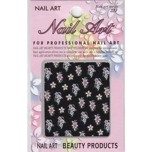 3D nail art sticker - colourful flowers with rhinestones