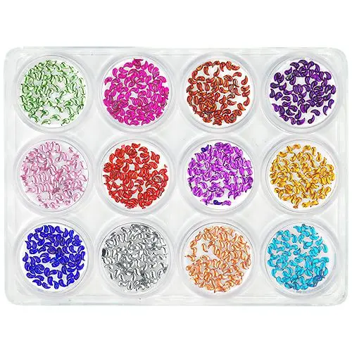Kit 12pcs of nail decorations - curved teardrops, 5g