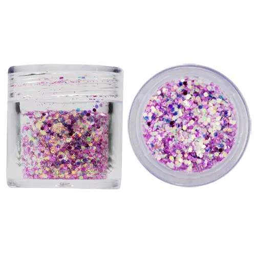 Hexagon in glitter dust powder, 1mm - light violet, 10g
