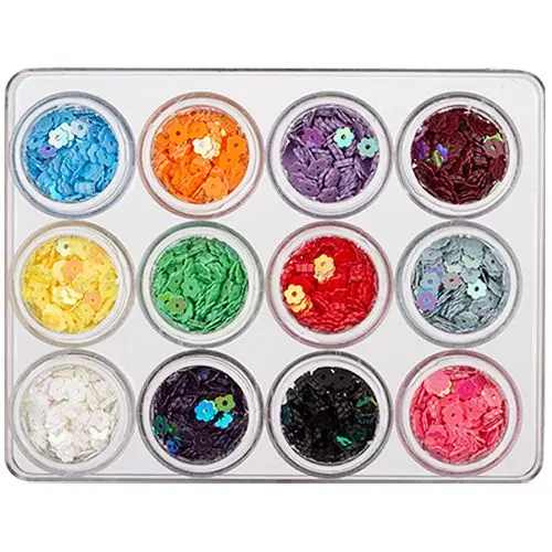 12pcs nail art set - flowers with hole, 5g