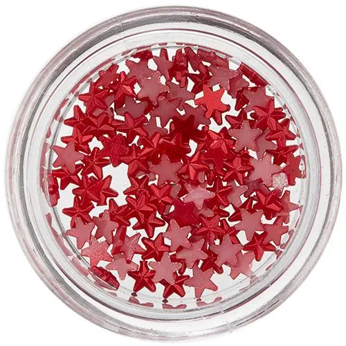 Red Stars for Nail Decoration, Pearlescent