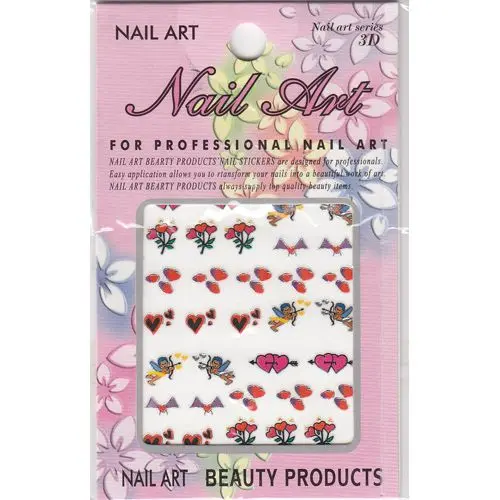 Valentine 3D nail art sticker - hearts, cupid, flowers