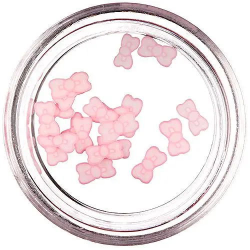 Sliced Fimo Decorations - Bows, Pink - White