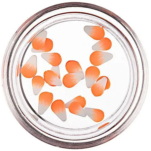 Drops, Pre - Sliced Fimo Nail Art - White - Neon Orange