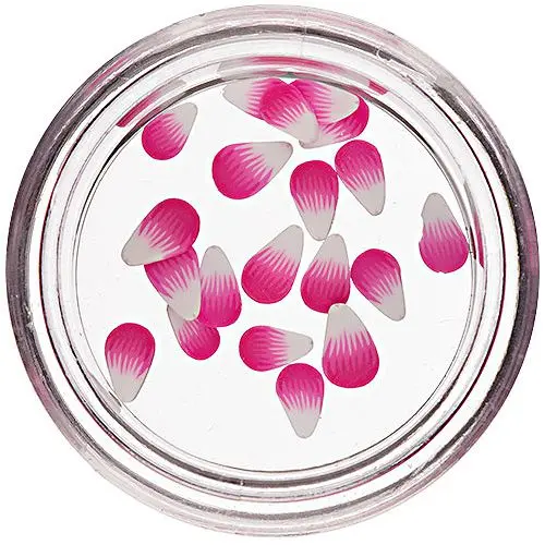 Sliced Fimo Drops for Nail Decoration - White - Raspberry Pink
