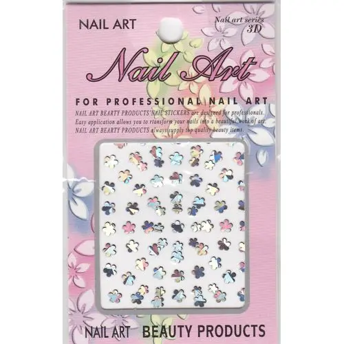 3D nail art sticker - rounded flowers, holographic