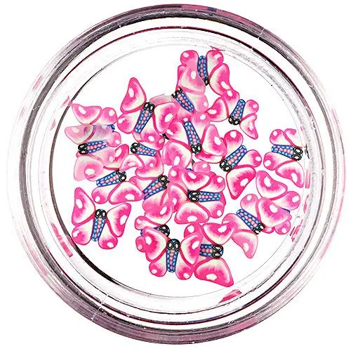 Fimo Nail Art - Sliced Butterflies Pink - White Colour
