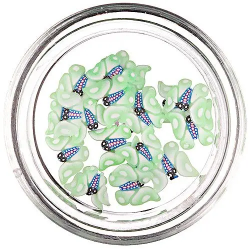 Pre - Sliced Fimo Butterflies for Nail Decoration - Green - White