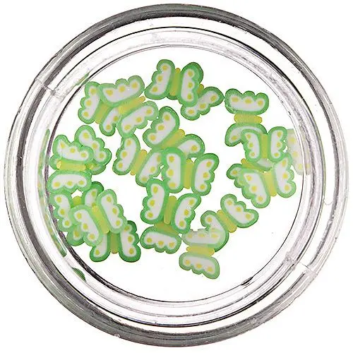 Fimo Butterflies - Green - White, Slices