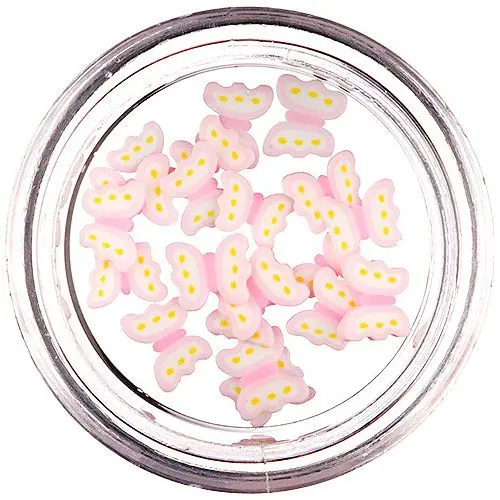 Fimo Nail Decorations - Pre - Sliced Butterflies, Light Pink - White