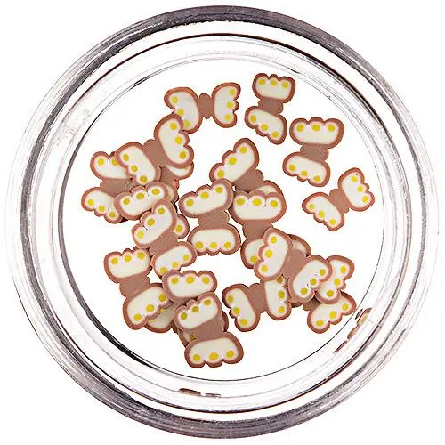 Fimo Nail Art - Sliced Butterflies in Brown - White Colour