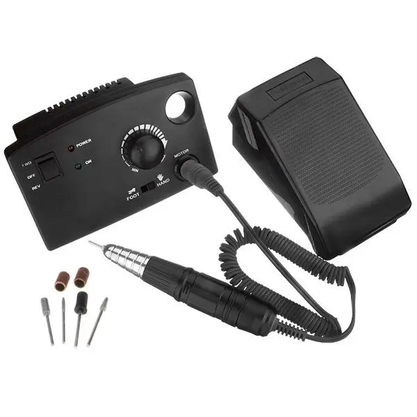 Nail drill, black with pedal