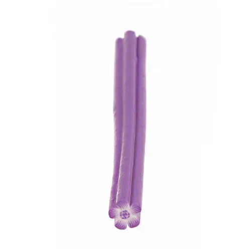 Purple - White Flower - Stick, Fimo Nail Art