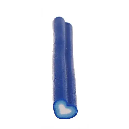Fimo Canes for Nail Decoration - Heart, Dark Blue - White