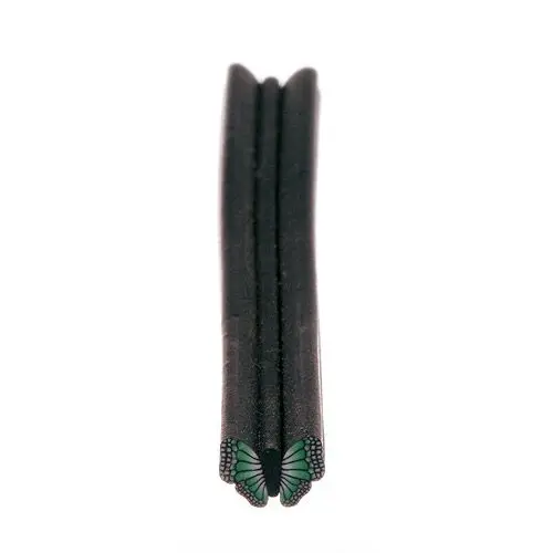 Fimo Nail Decoration - Stick, Green - Black Butterfly