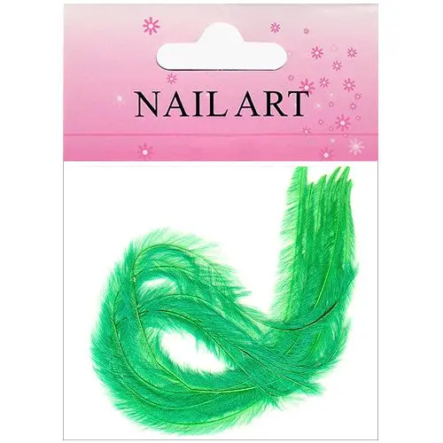 Green feather nail art
