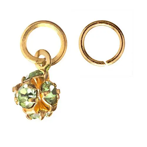 Golden Nail Charm with Green Rhinestones
