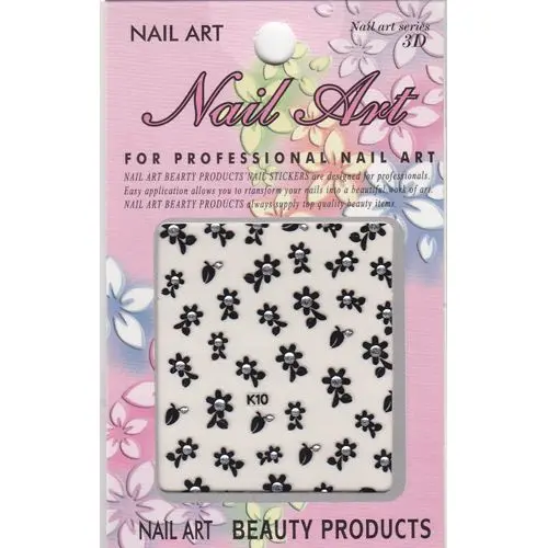 3D nail art sticker, with rhinestones - flowers and leaves