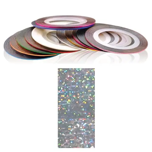 Decorative tape for Nail Art – silver with holographic reflection