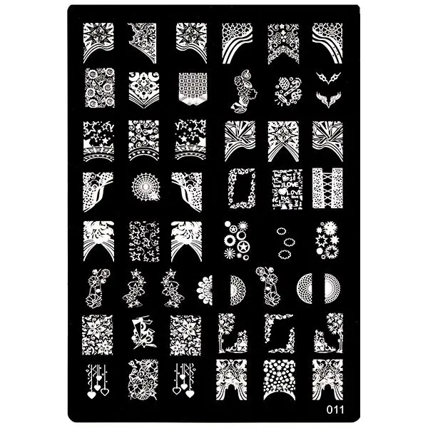 Stamping nail art template with engraved motifs - 011, XL